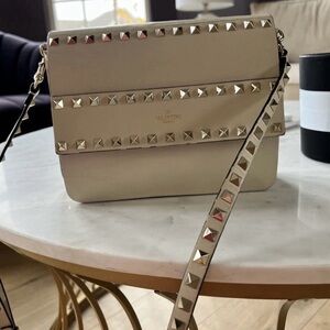 Valentino Garavani Beige Rockstud Crossbody Bag